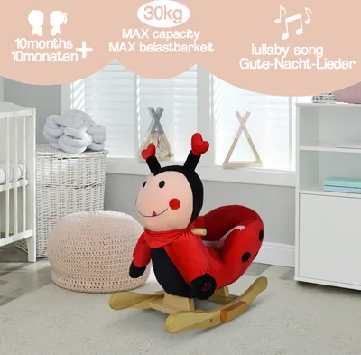 Produktbild von Infantastic® Schaukeltier - Marienkafer, Plüsch, ab 1 Jahr, für Baby und Kind, Elefant/Einhorn/Faultier/Marienkäfer/Schaf, mit Gurt, Musik, Griff, Fußstütze - Schaukelstuhl, Schaukelspielzeug, Schaukelpferd
