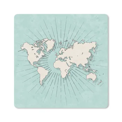 Produktbild von MuchoWow® Mauspad Mousepad Weltkarte - Retro - Blau 30x30 cm - Mousepads - Maus Mat - Pad - Mausunterlage - Gaming