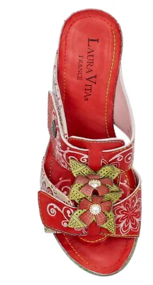 Produktbild von Laura Vita Damen Pantolette Keilabsatz Niete Ornament HACEO 08, Größe:40 EU, Farbe:Rot