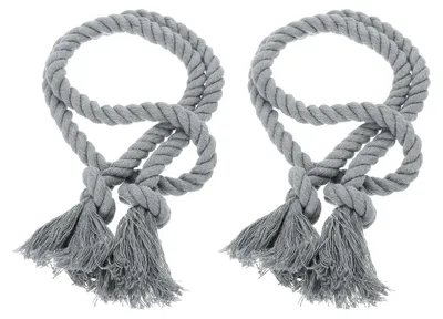 2 Kordel-Vorhangbänder 76 cm, Polyester, Quasten, hellgrau