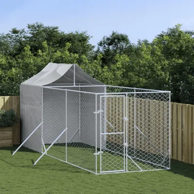 Produktbild von "2026 Promotion" Outdoor-Hundezwinger mit Dach Silbern 2x6x2,5m Verzinkter Stahl - Sonstiges Hundezubehör CC10147