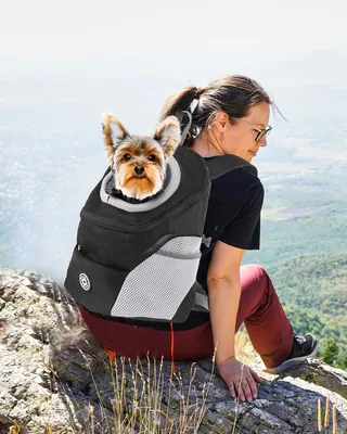 Produktbild von Atmungsaktiver Hunderucksack mit Sicherheitsleine und Hüfttasche für kleine Hunde und Katzen