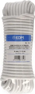 Imagen del producto de Cuerda elástica de 15 metros. Goma de alta resistencia, color blanco. Diámetro de 6 mm.