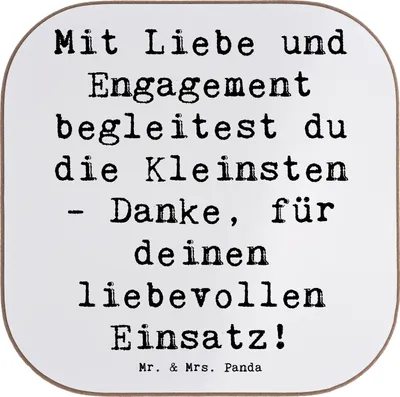 Produktbild von Mr. & Mrs. Panda Tischschoner Spruch Liebevolle Erzieher - Weiß - Geschenk, Aufmerksamkeit, Begleitung, Anerkennung, Dankeschön, Betreuung, gläseruntersetzer, Danke sagen