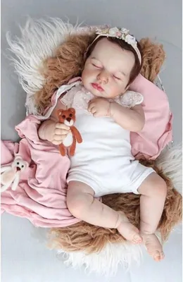 Image de Poupée reborn en silicone de 48 cm avec cheveux implantés à la main, peau 3D réaliste et veines visibles