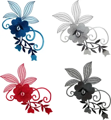 Produktbild von Mono Quick 2210x Blumenornament, blau, grau, rot, schwarz, Bügelbild, Patch, Aufnäher : 22100 - schwarz Farbe: 22100 - schwarz