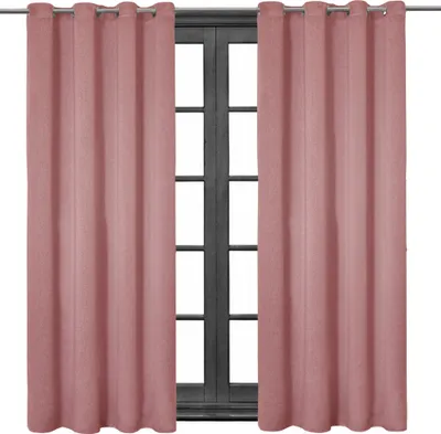 Produktbild von 2 Stück Ösenschal Leinen Look Blickdicht 140 (B) x 245 (L) Ösenvorhang Ösengardine Gardine Gardinen Ösen Vorhang Vorhänge Altrosa