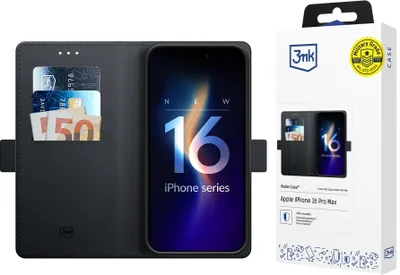 Produktbild von 3MK Wallet Case, Geldbörsenhülle, Apple, iPhone 16 Pro Max, 17,5 cm (6.9"), Schwarz