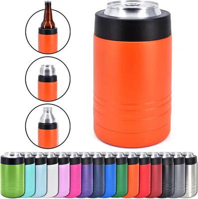 Productafbeelding van Drankkoeler - Fleshouder Blikhouder - Dranken Koel Houden - Dubbelwandige Vacuüm Isolatie - 12 Ounces - Oranje