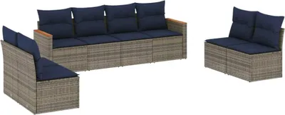 Zdjęcie produktu dla vidaXL 8-częściowa sofa ogrodowa z poduszkami, szara, z polirattanu