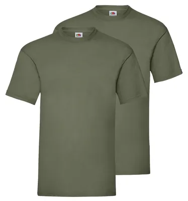 Produktbild von Doppelpack Fruit of the Loom Valueweight T-Shirt + GRATIS MyShirt Stoffbeutel Farbe: oliv Größe: M