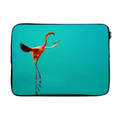 Produktbild von MuchoWow® Laptop Hülle 14 ZollFlamingo im blauen Meer Laptoptasche - Laptoptasche - Stoßsicher - Schutzhaube