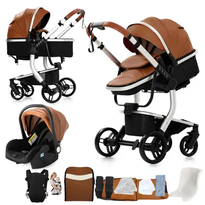Productafbeelding van Babywagen, 3-in-1 ontwerp, draagbaar en inklapbaar, model X518-KHAKI