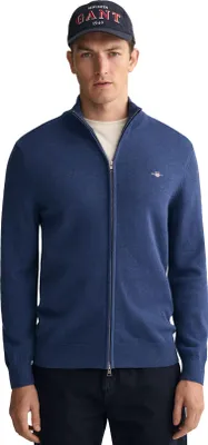 Produktbild von Gant Weste Stehkragen blau Reißverschluss mit Logo einfarbig Baumwolle