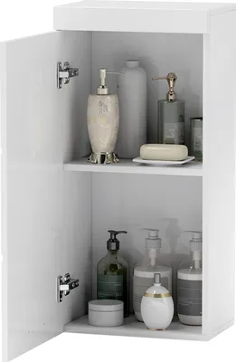 Image de Armoire murale avec porte, armoire de salle de bain, armoire de cuisine avec 2 niveaux, montage mural Armoire à pharmacie Blanc 37,2 x 24,5 x 76,8 cm Aosom