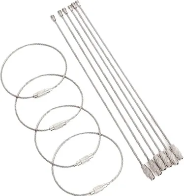 Produktbild von INF Schlüsselanhänger aus Edelstahlseil 10er-Pack - Robuster Schlüsselring aus Drahtseil