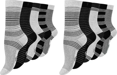 Produktbild von Paolo Renzo 10 Paar Süße Damensocken & Mädchensocken Geringelt Größe 39/42 - Grautöne