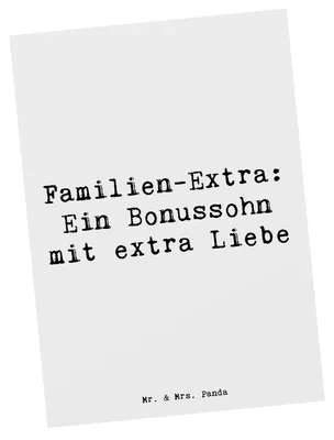 Produktbild von Mr. & Mrs. Panda bildkarte Spruch Bonussohn Liebe - Weiß - Geschenk, Fotokarte, Patchworkfamilie, Familienbindung, einzigartige Designs, Stiefsohn, Kunstkarten, Familie