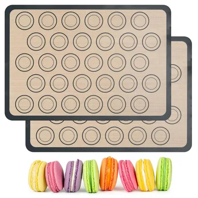 Silikon-Backmatten, 2er-Set, 42 x 29,5 cm, Antihaft, grau, für Macarons