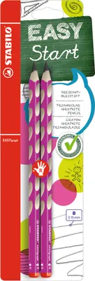 Produktbild von Ergonomischer Dreikant-Bleistift für Rechtshänder - STABILO EASYgraph in pink - 2er Pack - Härtegrad B