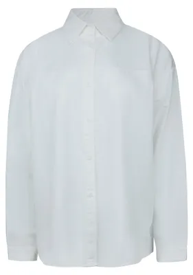Produktbild von Damen Bluse aus 100% Baumwolle in Weiss, reguläre Passform, Langarm, Größe M