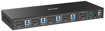 Imagen del producto de Conmutador KVM en línea - 4x1 - DisplayPort 4K/60Hz - Concentrador USB 3.2