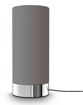 Image de Lampe de table en tissu gris I fonction tactile I 3 fois gradable I E14 I socle chromé I sans ampoule
