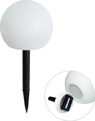 Produktbild von QAZQA - Modern Gartenleuchte weiß 20 cm inkl. LED IP44 Solar RGBW - Ludger I Außenbeleuchtung - Kunststoff Rund - I (nicht austauschbare) LED
