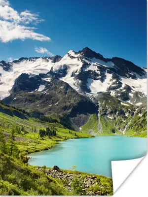 Produktbild von MuchoWow® Poster Schnee - Berg - Wasser 120x160 cm - Wandbilder