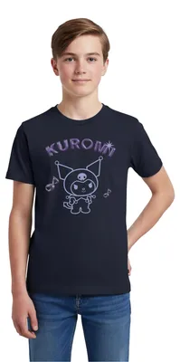 Produktbild von Spreadshirt Kuromi Outline Mit Chrome Schriftzug Teenager Premium T-Shirt, 146/152 (10 Jahre), Navy