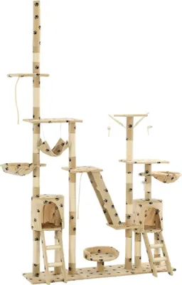 Produktbild von Katzen-Kratzbaum Sisal 230 - 250 cm Pfoten-Aufdruck Beige