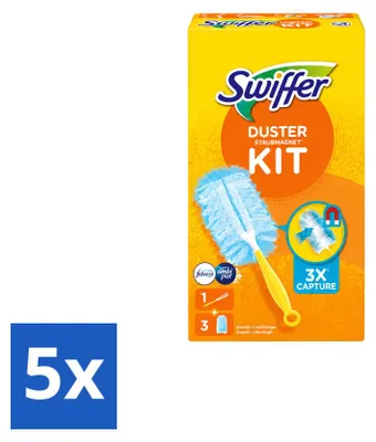 Immagine prodotto di 5 kit di avvio per panni in microfibra Swiffer, con 3 ricariche Febreze - confezione  - 5 pezzi