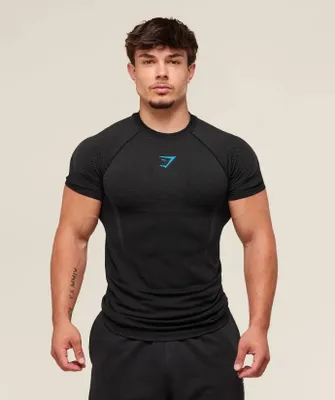 Produktbild von Gymshark Onyx 5.0 Seamless T-Shirt – Black / Onyx Grey | Herren Sportshirt L