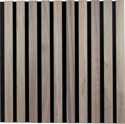 Produktbild von PROVISTON Akustik 3D Wandpaneele 400 x 400 x 21 mm Furnierte MDF Holzlamellen in der Farbe Walnuss Filz-Untergrund als Trägermaterial
