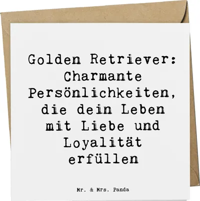 Produktbild von Mr. & Mrs. Panda Grußkarte Spruch Golden Retriever Charme - Weiß - Geschenk, aktiver Hund, liebevolles Wesen, doppelkarte, Familienhund, Hunderasse, faltkarte, Hunde