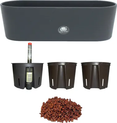 Produktbild von Set6 6 teilig Kunststoff Flori Pflanzschale schwarz für Hydrokultur L 36.0 cm B 13.5 cm H 11.0 cm