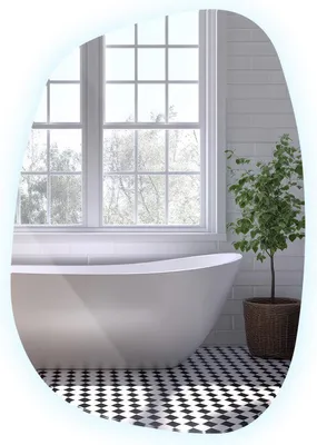 Produktbild von Wandspiegel LED ohne Rahmen 67,9 x 47 cm – Organische Form – Kaltweiß – Funktionale Beleuchtung