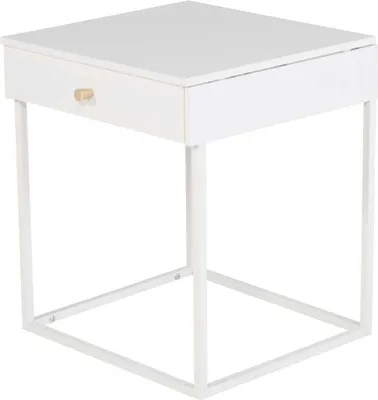 Produktbild von FURNLUX Nachttisch Bakal Weiss 41cm / Hauptfarbe: Weiß / Abmessungen: 41 x 43 x 50 cm