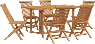 Produktbild von vidaXL Garten Essgruppe 7 stk. Braun Massivholz Teak