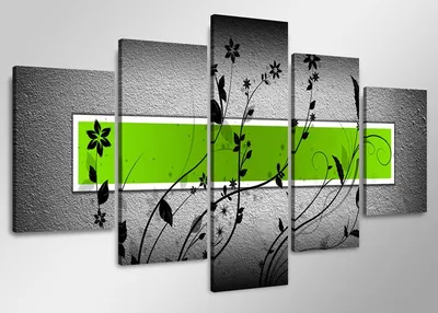 Produktbild von 5509 Leinwandbild abstrakt grün 5-teilig 160x80 cm