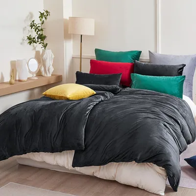 Produktbild von TRANKIELO® - Flanell-Bettwäsche-Set, 135 x 200 cm - 4-teilig, Anthrazit - maschinenwaschbar und pflegeleicht