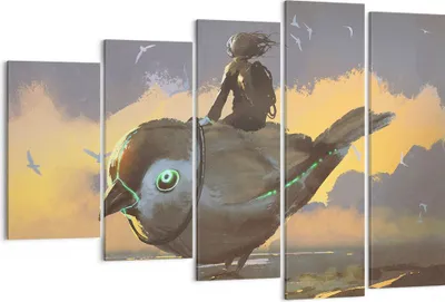 Produktbild von Bild auf Leinwand - Leinwandbild - Fantasie Vogel - 150x100cm - Wand Bild - Wanddeko - Wandbilder - Leinwanddruck - Bilder - Kunstdruck - Wanddekoration - Leinwand bilder - Wandkunst - EG150x100-3933