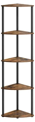 Immagine prodotto di Scaffale angolare a 5 ripiani – Scaffale per magazzino – Pannello di legno e acciaio – Colore marrone vintage – 38,3 x 27 x 139 cm
