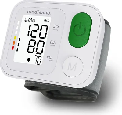 A medisana BW 345 wrist blood pressure monitor is shown from a diagonal angle against a white background.