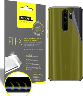 Produktbild von 3x Schutzfolie für Xiaomi Redmi Note 8 Pro Rückseite Folie, 100% Displayabdeckung, dipos Flex