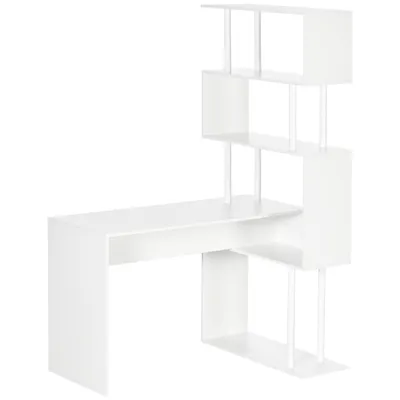 Produktbild von HOMCOM Eckschreibtisch, L-Form Schreibtisch, Computertisch mit 4 Ablagen, PC Tisch Winkelschreibtisch für Büro, Arbeitszimmer, 120 x 80 x 176, Weiß