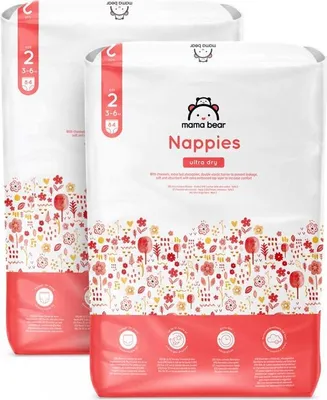 Immagine prodotto di Pannolini Mama Bear Ultra Dry taglia 2 (3-6 kg) - CONFEZIONE MENSILE, bianchi, 168 pezzi (2 confezioni da 84) N