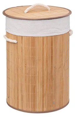 Productafbeelding van Bamboe Wasmand Rond met Inhoud van 48 Liter