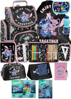 Obrázok produktu pre 10-dielna sada školských tašiek Lilo a Stitch, batoh, puzdro na ceruzky, športová taška, fľaša na pitie, krabička na desiatu, školská taška, ruksak pre dievčatá