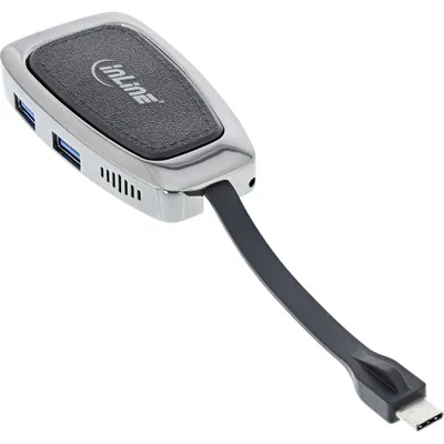 Produktbild von InLine Multifunktions-Hub USB 3.2 Gen.2 USB-C (2xUSB-A + 1xHDMI + 1xUSB-C), USB 3.2 Gen 2 (3.1 Gen 2) Type-C, HDMI, USB 3.2 Gen 2 (3.1 Gen 2) Type-A, USB 3.2 Gen 2 (3.1 Gen 2) Type-C, 10000 Mbit/s, 3840 x 2160 Pixel, Silber, Aluminium